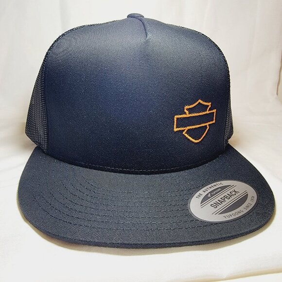 Bar and Shield Harley Motorcycle Flat Bill Snapback Direct Embroidered… - Picture 2 of 5